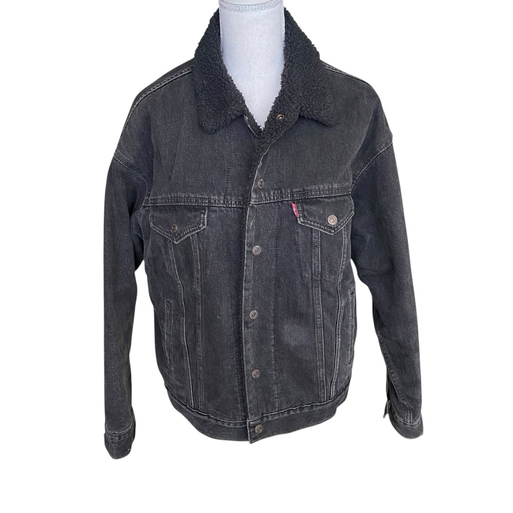 Levis Black Wash Sherpa Trucker Jacket Women's Size XS
